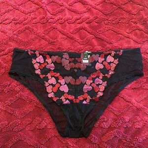 Torrid Curve Pink Red & Black Cherry Heart Embroidered Hipster Panties